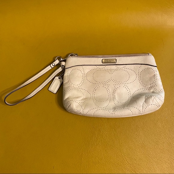 Coach Handbags - Coach White Leather Wristlet